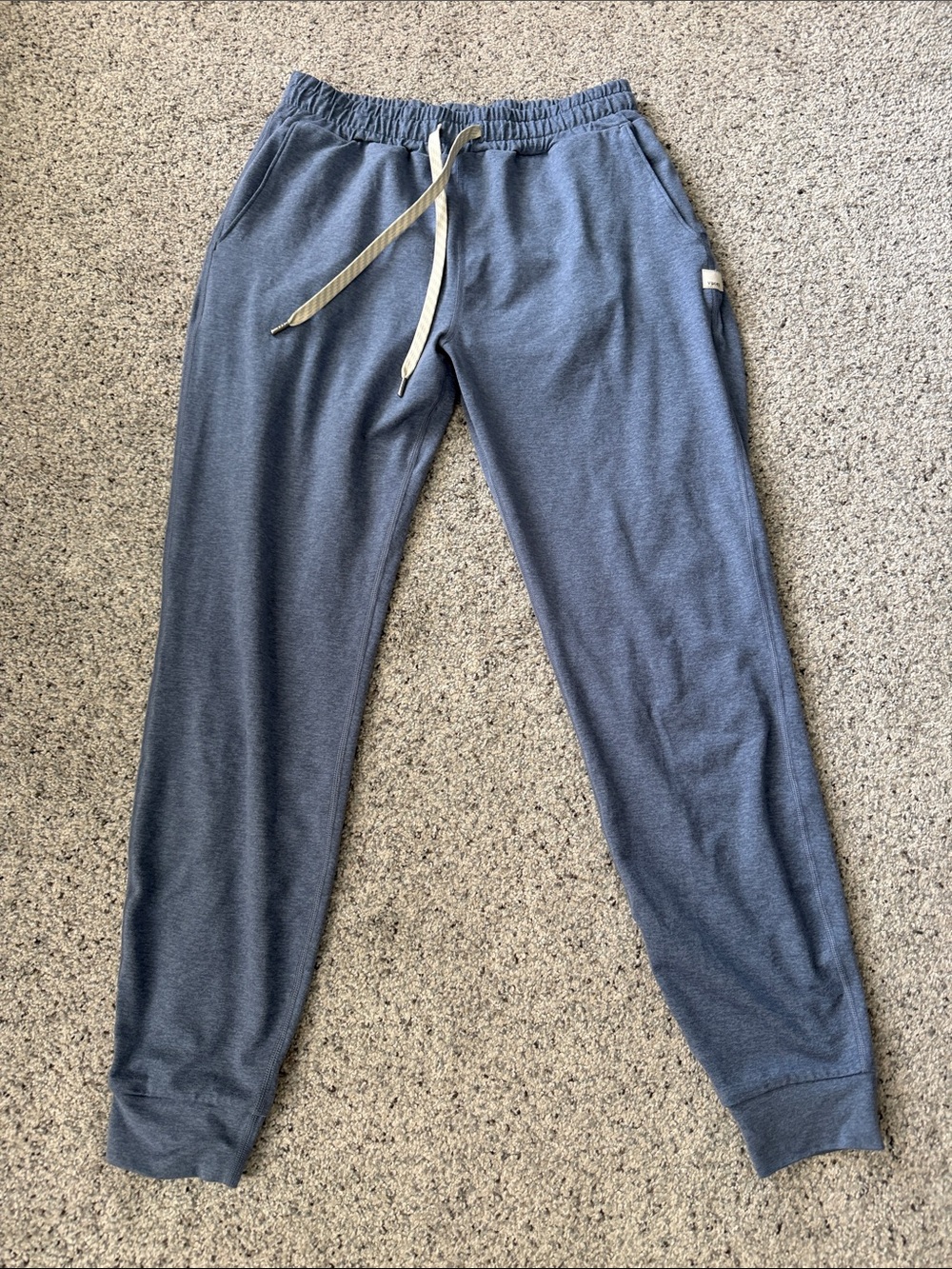Vuori Heather Slate Blue Joggers with Cream Tag